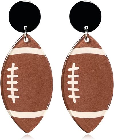 DIYANMMY Handmade Lightweight Bohemian Acrylic Football Baseball Rugby Basketball Dangle Drop Earrings Unique Sparkly Glitter Ball Earrings for Women Girls Statement Jewelry Gift in Kuwait
