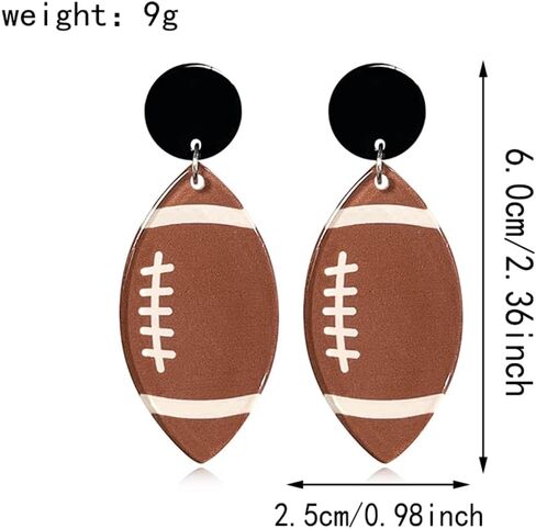 DIYANMMY Handmade Lightweight Bohemian Acrylic Football Baseball Rugby Basketball Dangle Drop Earrings Unique Sparkly Glitter Ball Earrings for Women Girls Statement Jewelry Gift in Kuwait