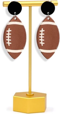 DIYANMMY Handmade Lightweight Bohemian Acrylic Football Baseball Rugby Basketball Dangle Drop Earrings Unique Sparkly Glitter Ball Earrings for Women Girls Statement Jewelry Gift in Kuwait