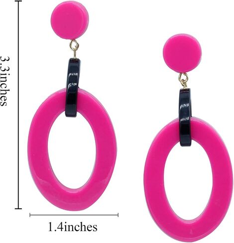 SARTS Acrylic Lightweight Dangle Drop Earrings Retro Simple Resin Statement Geometric Hollow Dangling Stud Post Earring for Women Girls in Saudi Arabia