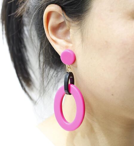 SARTS Acrylic Lightweight Dangle Drop Earrings Retro Simple Resin Statement Geometric Hollow Dangling Stud Post Earring for Women Girls in Saudi Arabia