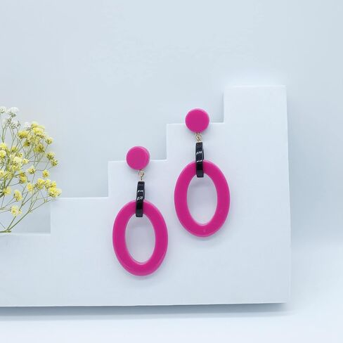 SARTS Acrylic Lightweight Dangle Drop Earrings Retro Simple Resin Statement Geometric Hollow Dangling Stud Post Earring for Women Girls in Saudi Arabia