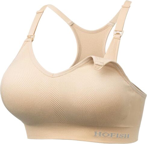 HOFISH Support Nursing Bras for Breastfeeding Medium Impact Maternity & Nursing Sports Bra Seamless Racerback Pregnancy Bra in Saudi Arabia