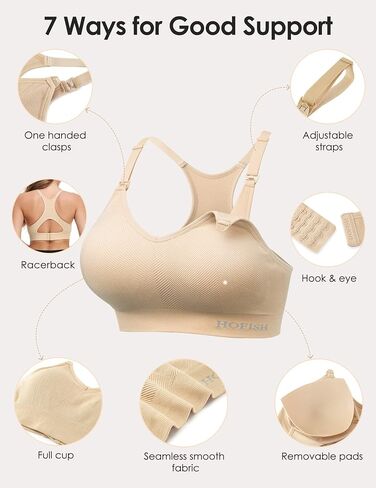 HOFISH Support Nursing Bras for Breastfeeding Medium Impact Maternity & Nursing Sports Bra Seamless Racerback Pregnancy Bra in Saudi Arabia