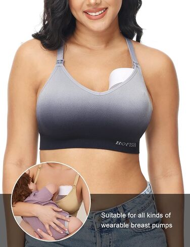 HOFISH Support Nursing Bras for Breastfeeding Medium Impact Maternity & Nursing Sports Bra Seamless Racerback Pregnancy Bra in Saudi Arabia