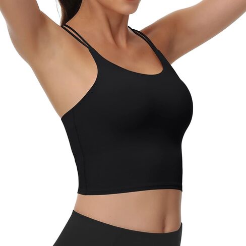 Women's Longline Sports Bra Padded Strappy Yoga Bra Fitness Running Workout Crop Tank Top（2pack） in Saudi Arabia
