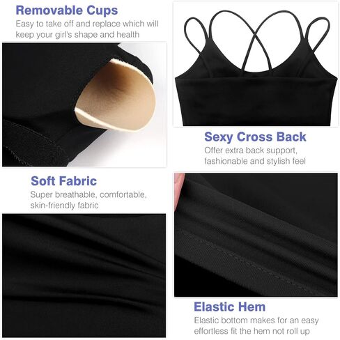 Women's Longline Sports Bra Padded Strappy Yoga Bra Fitness Running Workout Crop Tank Top（2pack） in Saudi Arabia
