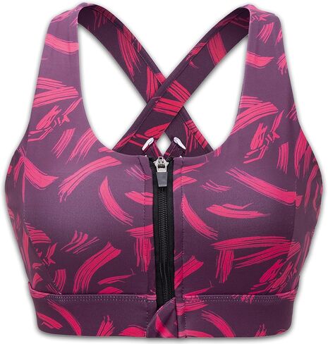 Cordaw Zipper in Front Sports Bra High Impact Strappy Back Support Workout Top in Kuwait