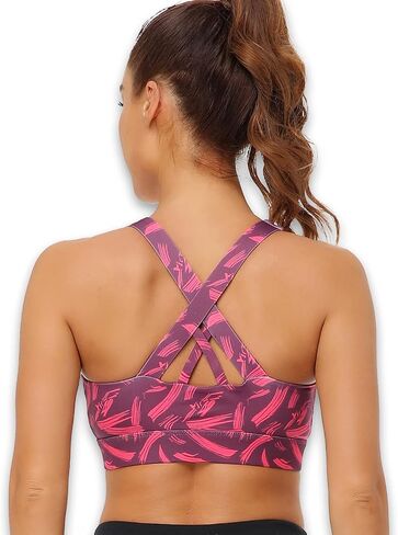 Cordaw Zipper in Front Sports Bra High Impact Strappy Back Support Workout Top in Kuwait