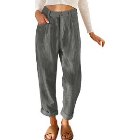 EVALESS Corduroy Pants for Women Casual High Waisted Straight Leg Pants Loose Comfy Trousers with Pockets in Saudi Arabia