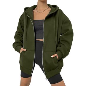 Zeagoo Women's Oversized Zip Up Hoodies Fleece Jacket Casual 2023 Fall Winter Sweatshirts Drawstring Y2K Hoodies Teen Girls