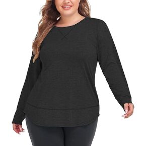 COOTRY Plus Size Workout Tops for Women Long Sleeve Shirts Breathable Dry Fit Athletic Gym Yoga Clothes in Saudi Arabia