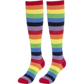 KONY Women's Cotton Colorful Striped Rainbow Knee High Socks 1/3 Pairs, Comfortable Stay Up Best Gift Size 6-10