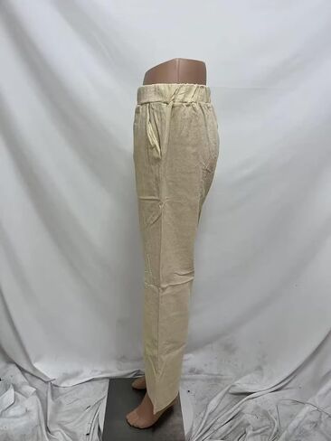 KOOBETON Women's Summer Casual Cotton Linen Trouser High Waist Palazoo Cropped Pants in Kuwait
