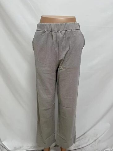 KOOBETON Women's Summer Casual Cotton Linen Trouser High Waist Palazoo Cropped Pants in Kuwait