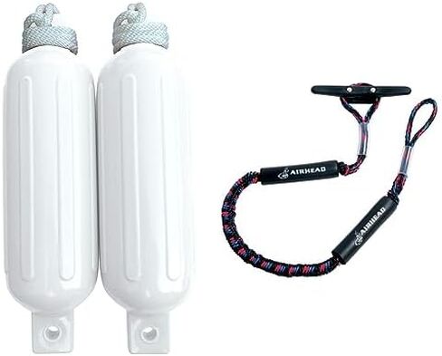Dock Edge + Twin Eye, Dolphin Boat Fender, Ribbed, 5.5"x20", White, 2-Pack in Saudi Arabia