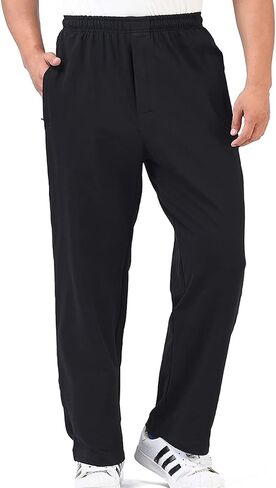 Zoulee Men's Casual Cotton Jogger Sweatpants Zipper Front Pants in Kuwait
