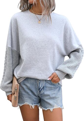تتفتح جيلي المرأة المتضخم Crewneck بلوزات الخريف عادية كم طويل كابل متماسكة مكتنزة البلوز سترة القمم in Saudi Arabia