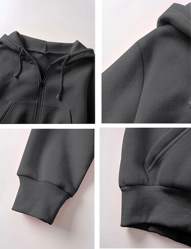 PUWEI Women's Casual Zip Up Drawstring Cropped Hoodie Hooded Crop Jacket Top with Pockets in Kuwait