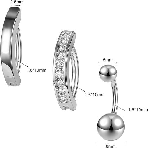 AccGin Opal Belly Button Ring Navel Rings Belly Rings for Women Hypoallergenic Belly Button Rings Surgical Steel Clicker Belly Button Ring Simple Belly Piercing Belly Button Piercing Jewelry Silver Gold in Kuwait