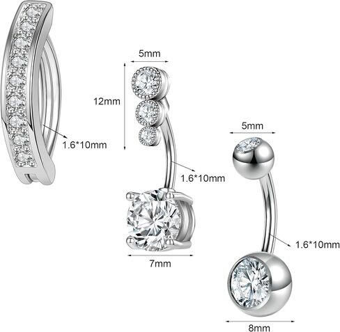 AccGin Opal Belly Button Ring Navel Rings Belly Rings for Women Hypoallergenic Belly Button Rings Surgical Steel Clicker Belly Button Ring Simple Belly Piercing Belly Button Piercing Jewelry Silver Gold in Kuwait