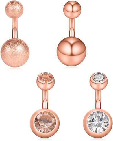 Ruifan 14G 6mm 1/4 Inch 316L Surgical Steel Short Belly Earring Navel Button Rings 3-5PCS in Kuwait