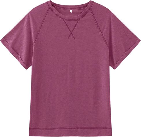 SURBEI Womens Tops Crewneck Raglan Summer T Shirts Casual Short Sleeve Side Split Tee Shirts in Saudi Arabia