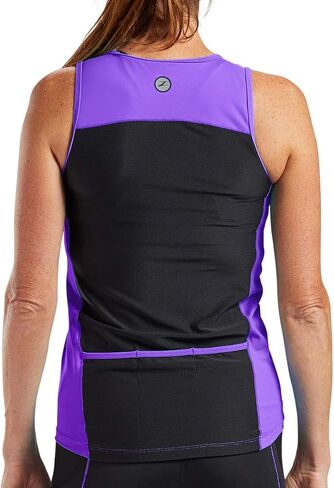 Zoot Women's Core Tri Tank - قميص Triathlon بدون أكمام للسيدات مع 3 جيوب خلفية، ولوحات شبكية، وسحاب قفل كام in Kuwait