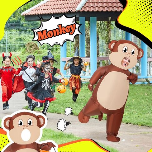 Deekin قرد زي نفخ زي قرد الكبار 5-6 قدم قرد زي كامل الجسم الهواء ضربة ازياء لحفلات الهالوين in Kuwait