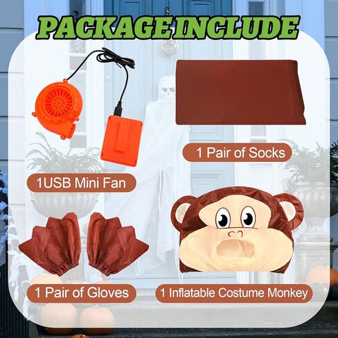 Deekin قرد زي نفخ زي قرد الكبار 5-6 قدم قرد زي كامل الجسم الهواء ضربة ازياء لحفلات الهالوين in Kuwait