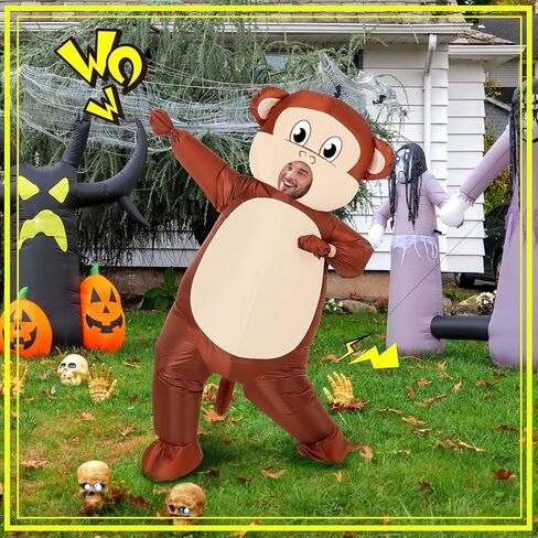 Deekin قرد زي نفخ زي قرد الكبار 5-6 قدم قرد زي كامل الجسم الهواء ضربة ازياء لحفلات الهالوين in Kuwait