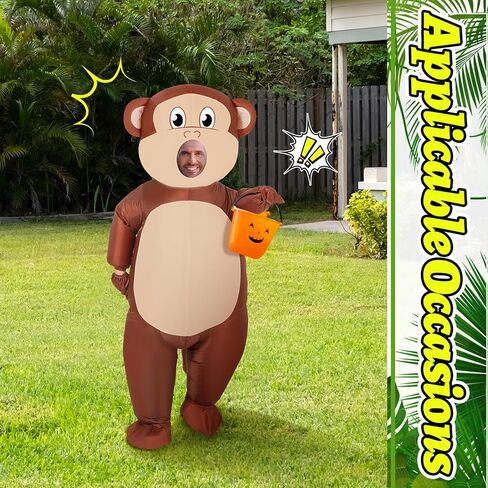 Deekin قرد زي نفخ زي قرد الكبار 5-6 قدم قرد زي كامل الجسم الهواء ضربة ازياء لحفلات الهالوين in Kuwait