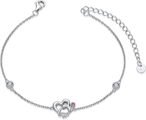AOBOCO Stethoscope Bracelet for Women 925 Sterling Silver Heart Charm Bracelet with Birthstone Crystals, White Coat Ceremony Gifts for Women Nurse Doctor RN Medical Student in Saudi Arabia