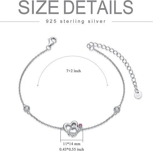 AOBOCO Stethoscope Bracelet for Women 925 Sterling Silver Heart Charm Bracelet with Birthstone Crystals, White Coat Ceremony Gifts for Women Nurse Doctor RN Medical Student in Saudi Arabia