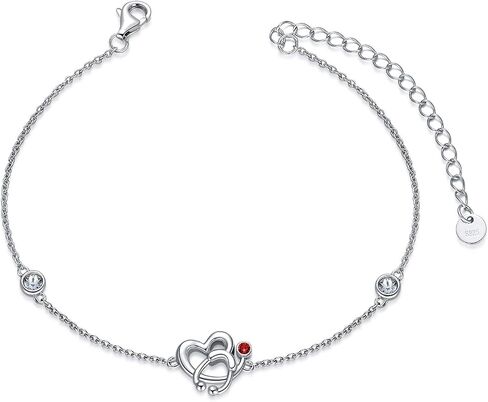 AOBOCO Stethoscope Bracelet for Women 925 Sterling Silver Heart Charm Bracelet with Birthstone Crystals, White Coat Ceremony Gifts for Women Nurse Doctor RN Medical Student in Saudi Arabia