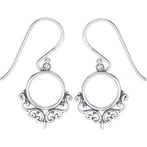 Boma Jewelry Sterling Silver Balinese Style Filigree Circle Dangle Earrings in Kuwait