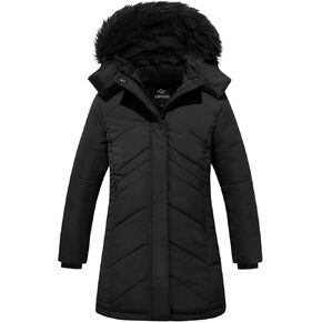 FARVALUE Girls' Winter Coats Long Parka Outerwear Lined Puffer Jacket Thicken Fleece Hooded Coat for Girls in Kuwait