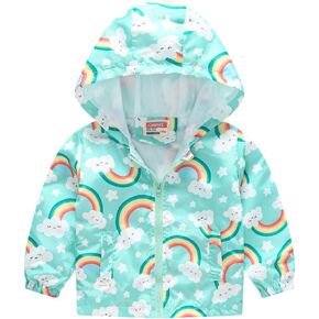 TUIJI Toddler Boys Girls Cartoon Print Zip Jacket Hooded Trench Lightweight Kids Coats Windbreaker Casual Outerwear