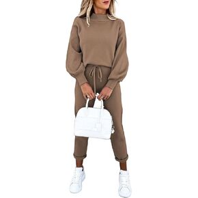 طقم ملابس رياضية نسائية من قطعتين من Cutiefox بأكمام فانوس وبلوزة علوية وسراويل الركض عالية الخصر in Kuwait