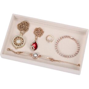 Valyria Velvet Empty Ring Earrings Tray Box Showcase Display Jewelry Organizer Beige in Kuwait