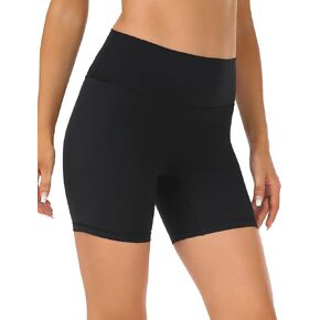 YUNOGA Women's High Waist Athletic Shorts 6" Inseam Yoga Shorts No Front Seam Workout Running Biker Shorts