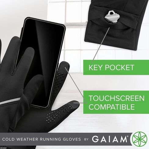 قفازات ركض Gaiam للسيدات تعمل باللمس في الطقس البارد متوافقة - معدات ركض دافئة للشتاء للنساء in Saudi Arabia