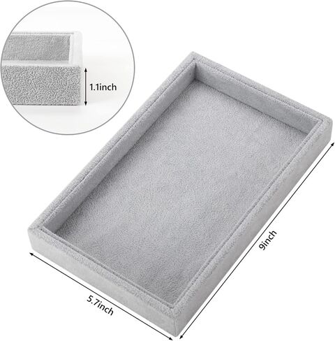 Valyria Velvet Empty Ring Earrings Tray Box Showcase Display Jewelry Organizer Beige in Saudi Arabia