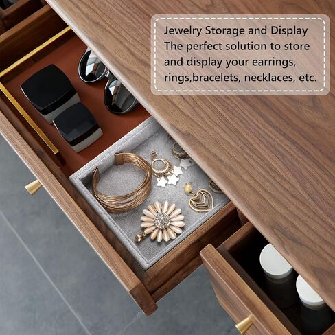 Valyria Velvet Empty Ring Earrings Tray Box Showcase Display Jewelry Organizer Beige in Saudi Arabia