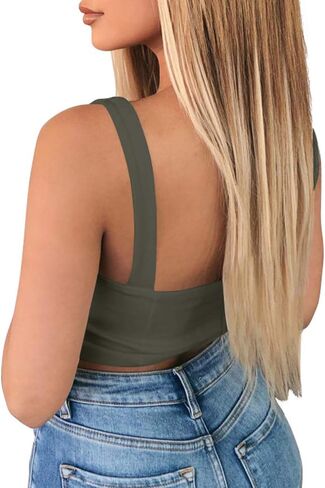 TOB Women's Sexy Sleeveless Central Single-Row Clasp Club & Night Out Crop Tank Top in Kuwait