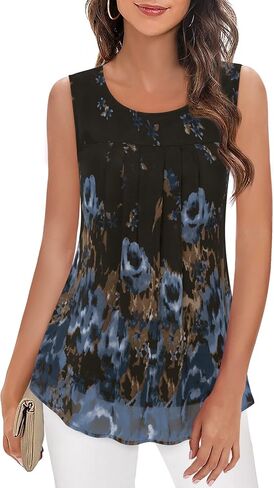 Timeson Women's Sleeveless Chiffon Tank Top Double Layers Casual Blouse Tunic in Kuwait