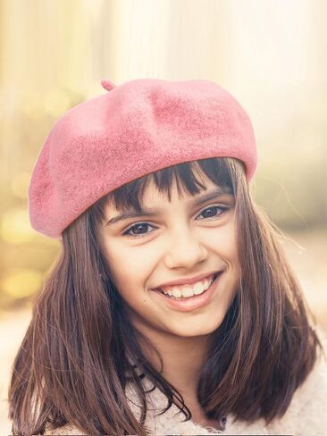 SATINIOR Beret Hat Kids Beret French Beanie Cap Artist Wool Hat Girls Beret Artist Costume for Children Kids Girls in Kuwait