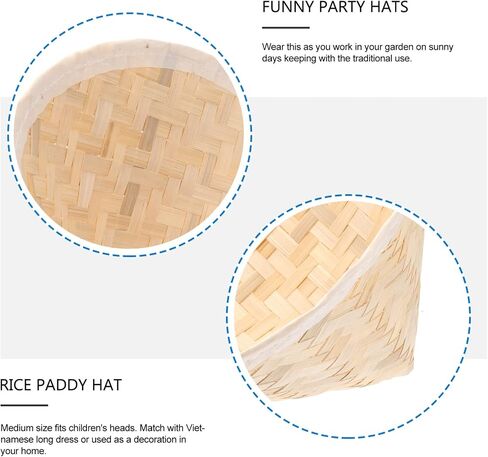 ULTNICE Chinese Farmer Rice Hats Oriental Straw Hat Traditional Straw Sun Hat Rice Patty Hat Rice Paddy Hat for Children Kids Teenagers in Saudi Arabia