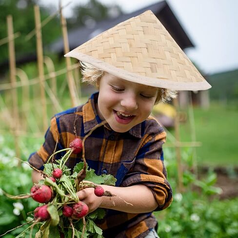 ULTNICE Chinese Farmer Rice Hats Oriental Straw Hat Traditional Straw Sun Hat Rice Patty Hat Rice Paddy Hat for Children Kids Teenagers in Saudi Arabia