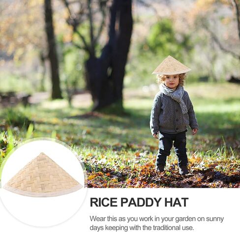 ULTNICE Chinese Farmer Rice Hats Oriental Straw Hat Traditional Straw Sun Hat Rice Patty Hat Rice Paddy Hat for Children Kids Teenagers in Saudi Arabia